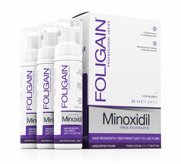 FOLIGAIN® Minoxidil 2% Hair Regrowth Foam For Women 3 Month Supply
