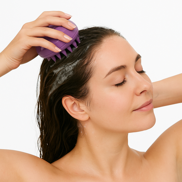 FOLIGAIN Kopfhauttherapie Peeling & Massager in Lila