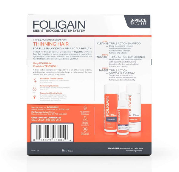 FOLIGAIN Triple Action Hair Care System For Men 3 Piece Trial Set - FOLIGAIN EU